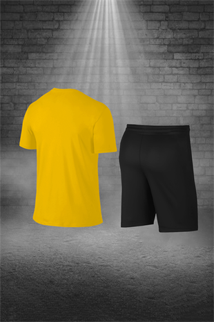 Büyük Beden Erkek Sarı Günlük Sporcu Tişört ve Şort Takımı 4XL-10XL - M1