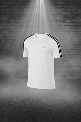 Erkek Beyaz Günlük Sporcu Tişört ve Şort Takımı S-3XL - siyah tek bant şerit - M2
