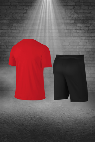 Erkek Kırmızı Günlük Sporcu Tişört ve Şort Takımı S-3XL - M1