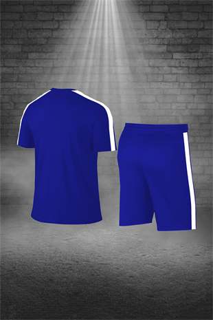 Erkek Mavi Sporcu Tişört ve Şort Takımı S-3XL - siyah tek bant şerit - M2