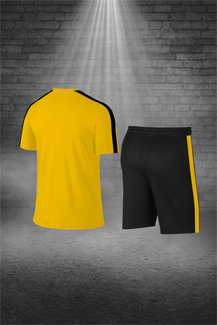 Erkek Sarı Günlük Sporcu Tişört ve Şort Takımı S-3XL - siyah tek bant şerit - M2