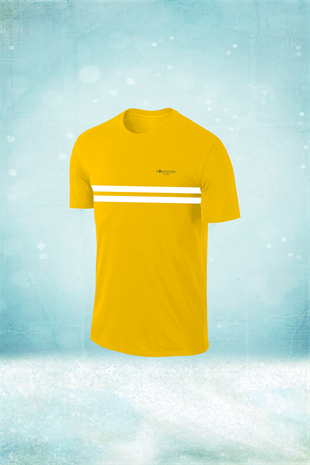 Erkek Sarı Günlük Sporcu Tişörtü S-3XL - Göğsü çift şerit - M2