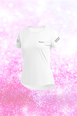 Kadın Beyaz Günlük Sporcu Tişörtü S-3XL - Koldan iki flexo baskı - M1